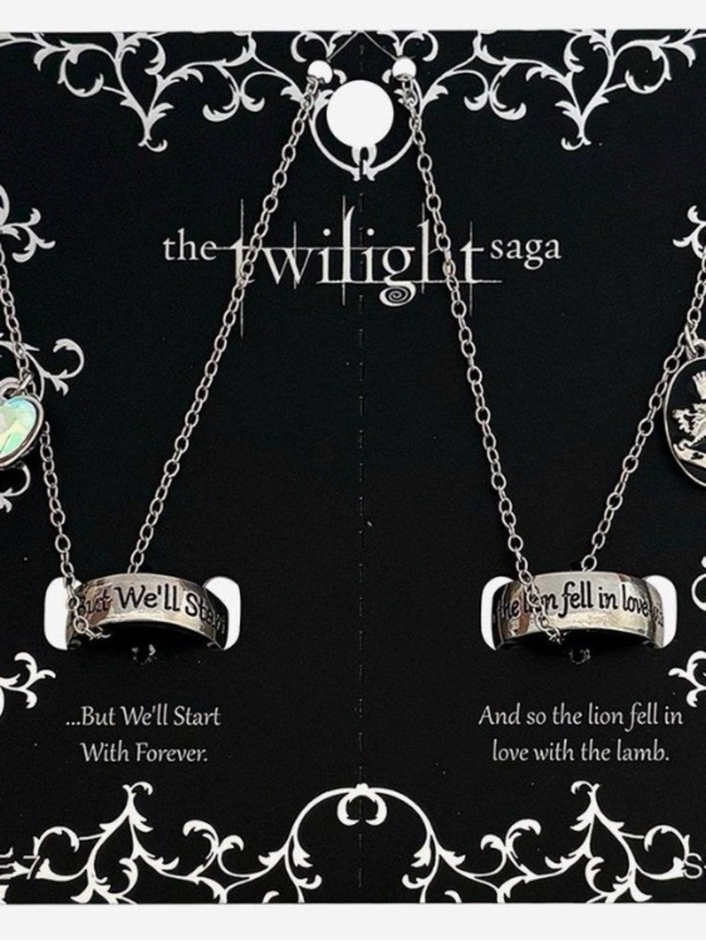 Twilight Matching Ring Necklace Set Wedding Bands Bella Edward Cullen Rare Htf
